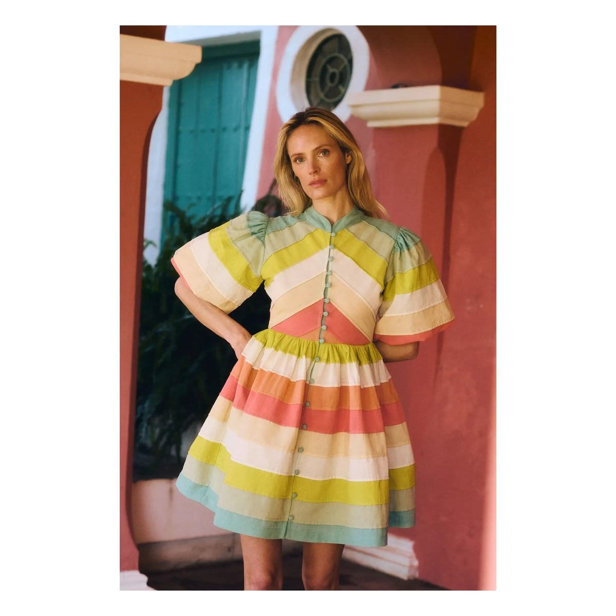Maria de la Orden - Daisy Cotton Dress | Blue Green
