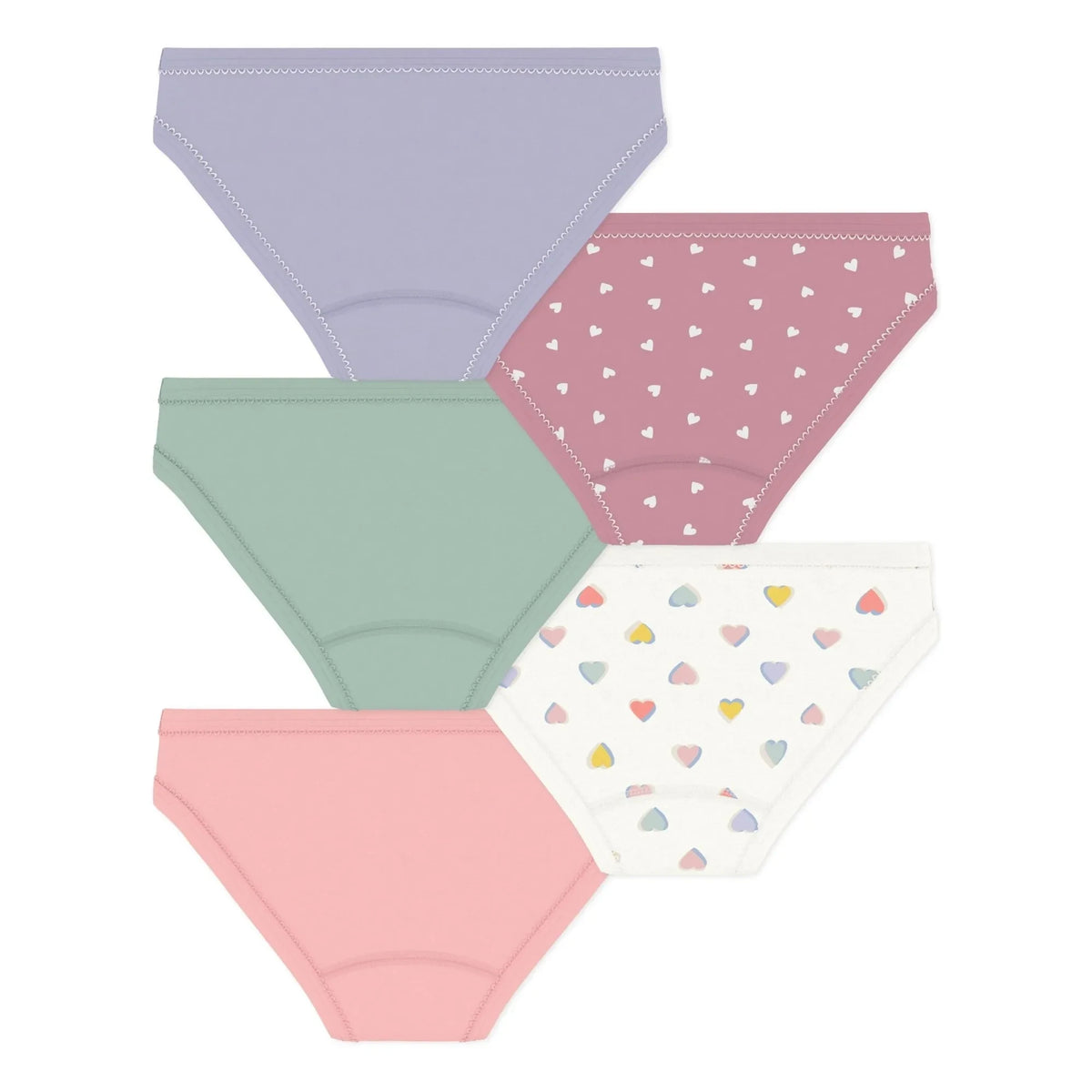 Petit Bateau - 5-Pack Organic Cotton Heart Briefs Set | Pink