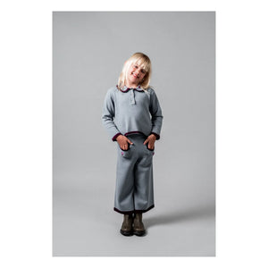 birinit - Embroidered Pocket Knit Pants | Grey Blue
