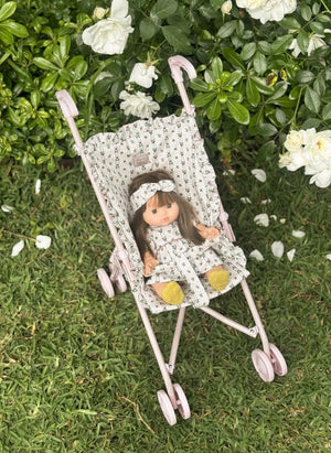 Minikane - Pommette Pushable Wheeled Doll Stroller, Editions Aimable x Minikane | Pommette Poplin