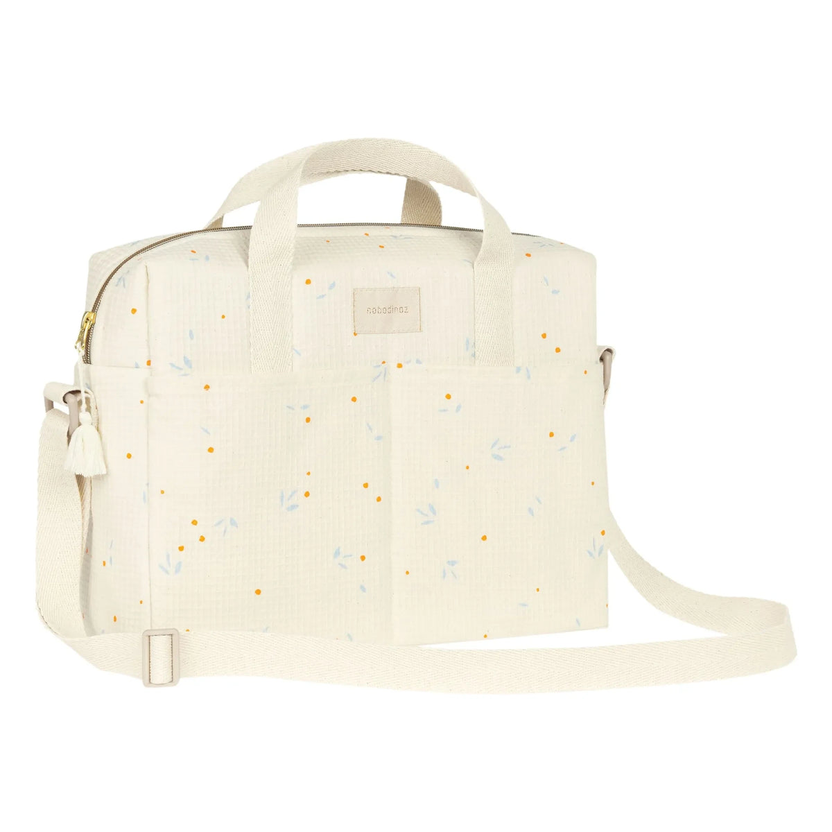 Nobodinoz - Waterproof Baby Bag Gala Opera Orange Cherries | Beige