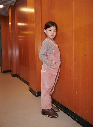 Copenhagen Colors - Organic Cotton Ribbed Velvet Embroidered Jumpsuit | Dusty Pink