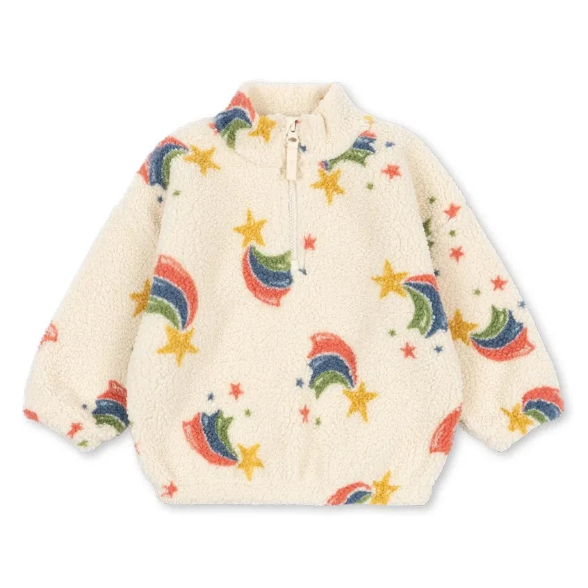 Konges Sløjd - Jody Rainbow Sherpa-style Jacket Made from Recycled Fibers | Ecru