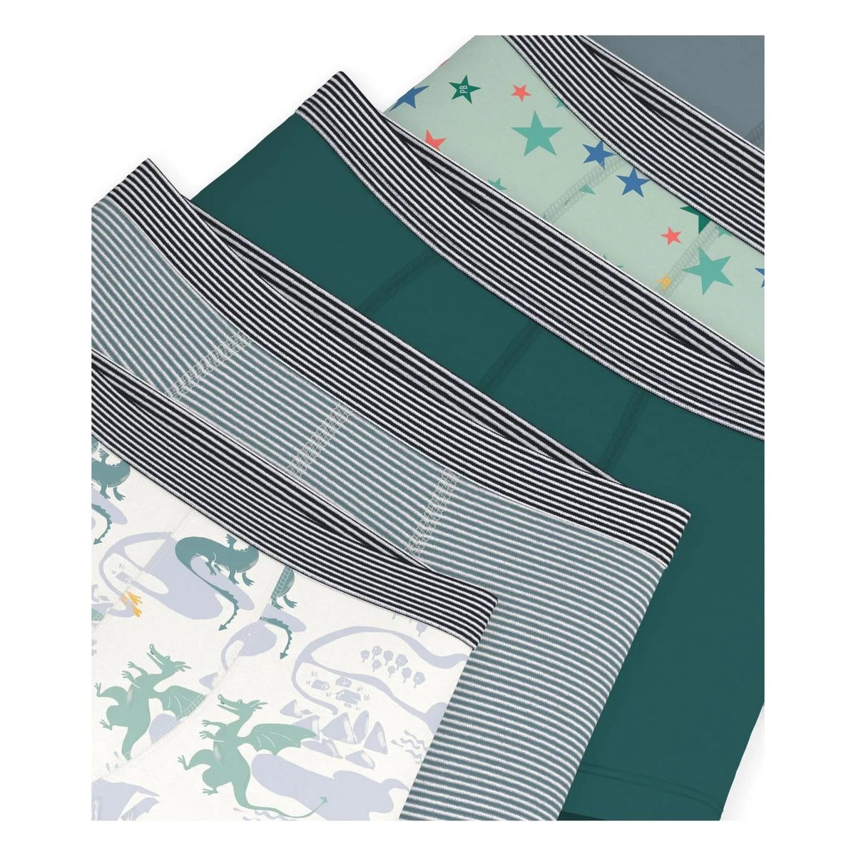 Petit Bateau - Set of 5 Organic Cotton Dragon Boxers | Green