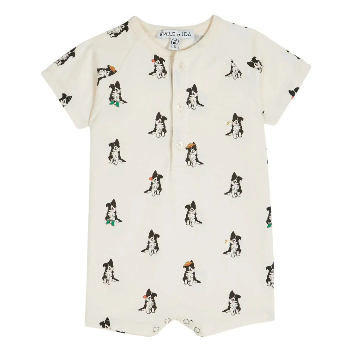 Emile et Ida - Border Collie Organic Cotton Romper | Cream