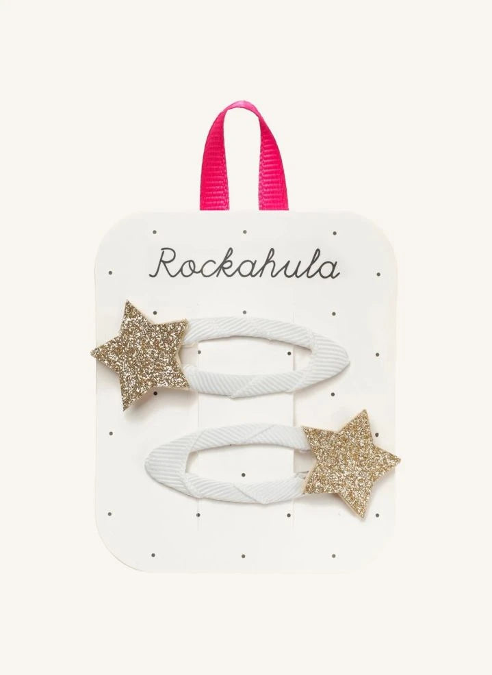 Rockahula Kids - 2 Piece Sparkly Star Hair Clip Set | White