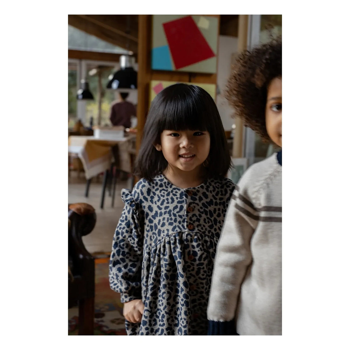 1+ in the family - Matera Leopard Fleece Dress | Dark Blue