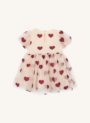 Konges Sløjd - Heart-Detail Recycled Fiber Tulle Dress | Ecru