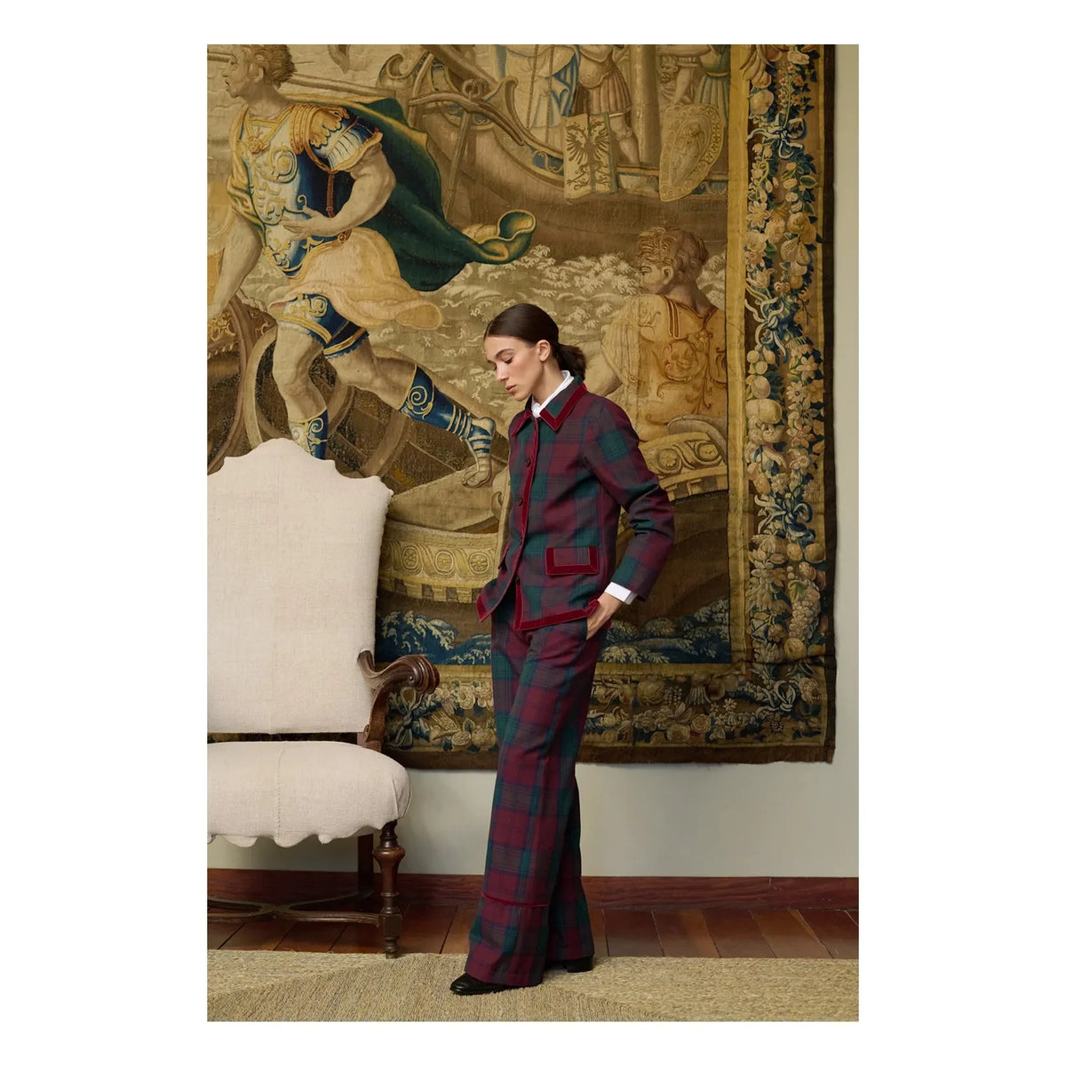Maria de la Orden - Jude Check Jacket | Burgundy