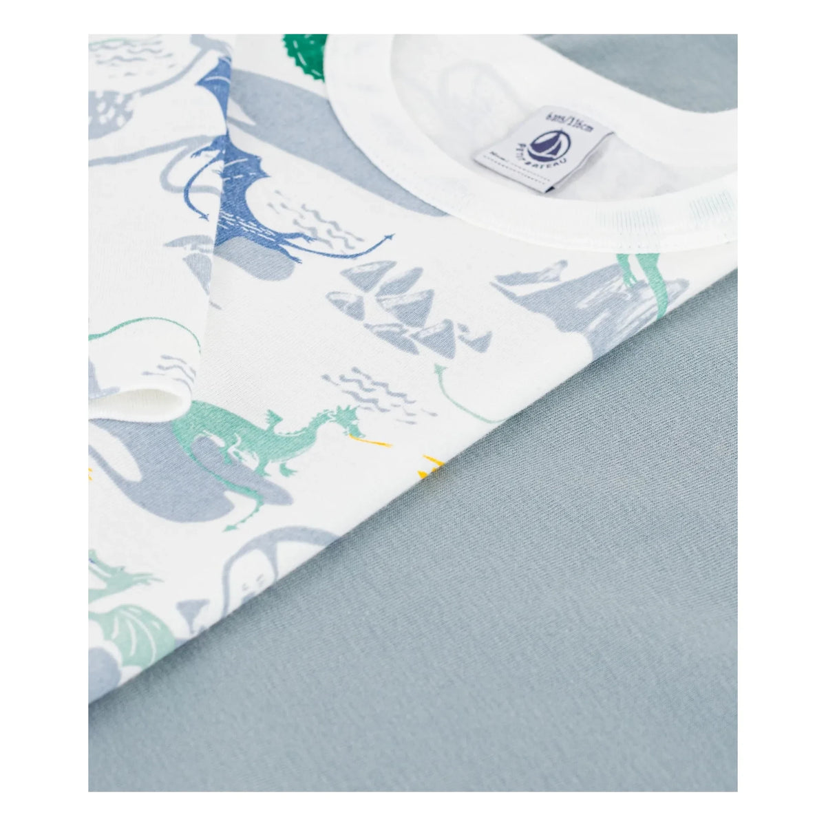 Petit Bateau - 2-Pack Organic Cotton Dragon T-Shirt Set | White