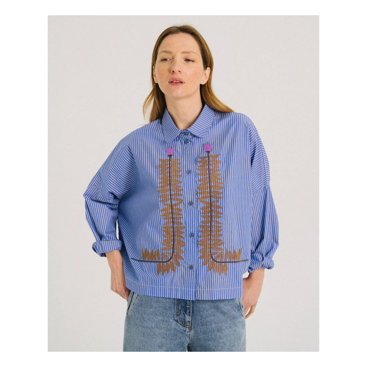 Tinsels - Blue Striped Cotton Shirt