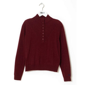 Indee - Winter Wool Buttoned Sweater | Burgundy