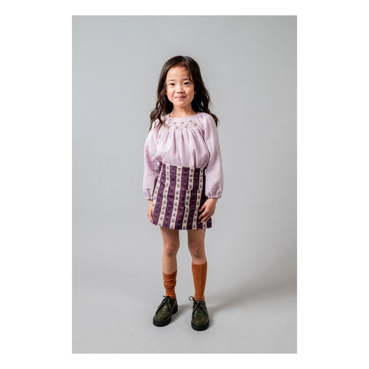 birinit - Montal Fleurie Striped Skirt | Purple