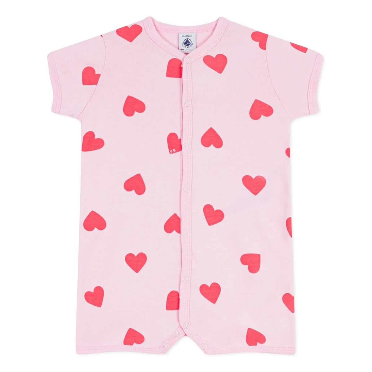 Petit Bateau - Heart Print Romper Pajamas | Pink