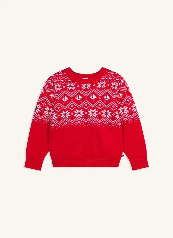 Petit Bateau - Jacquard Wool Sweater | Red