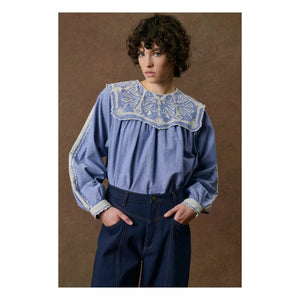 Louise Misha - Anastasy Organic Cotton Blouse | Blue