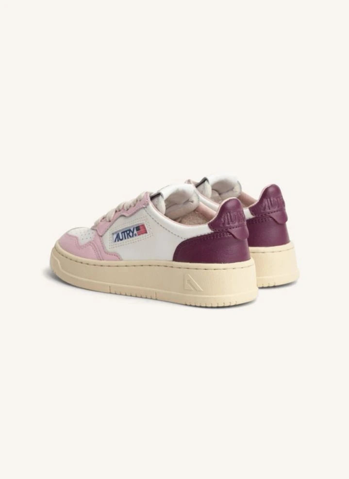 Autry - Two-Toned Kids Medalist Low Leather Sneakers | Pink