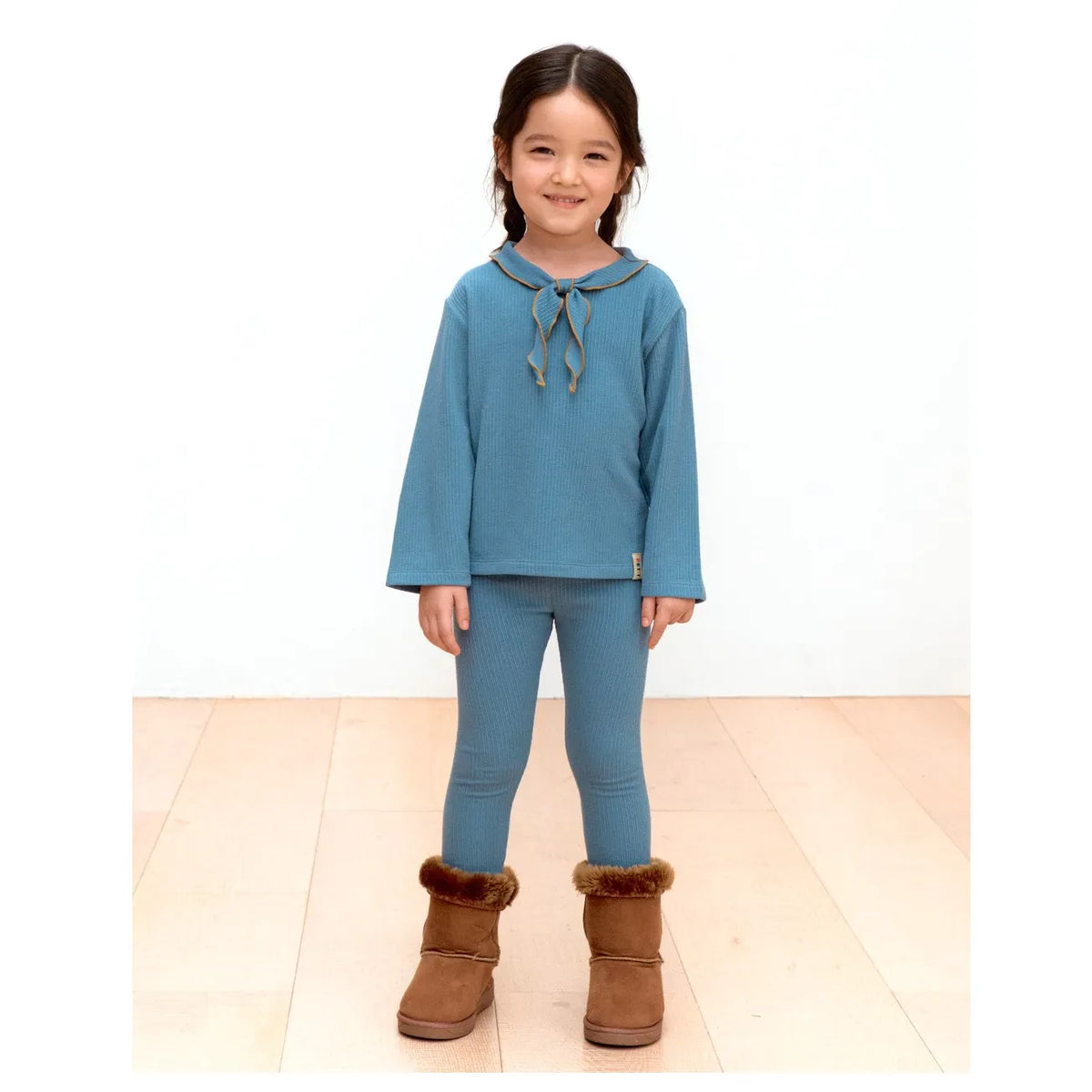 Petit Stella - Ruffled Scarf Collar T-Shirt | Blue