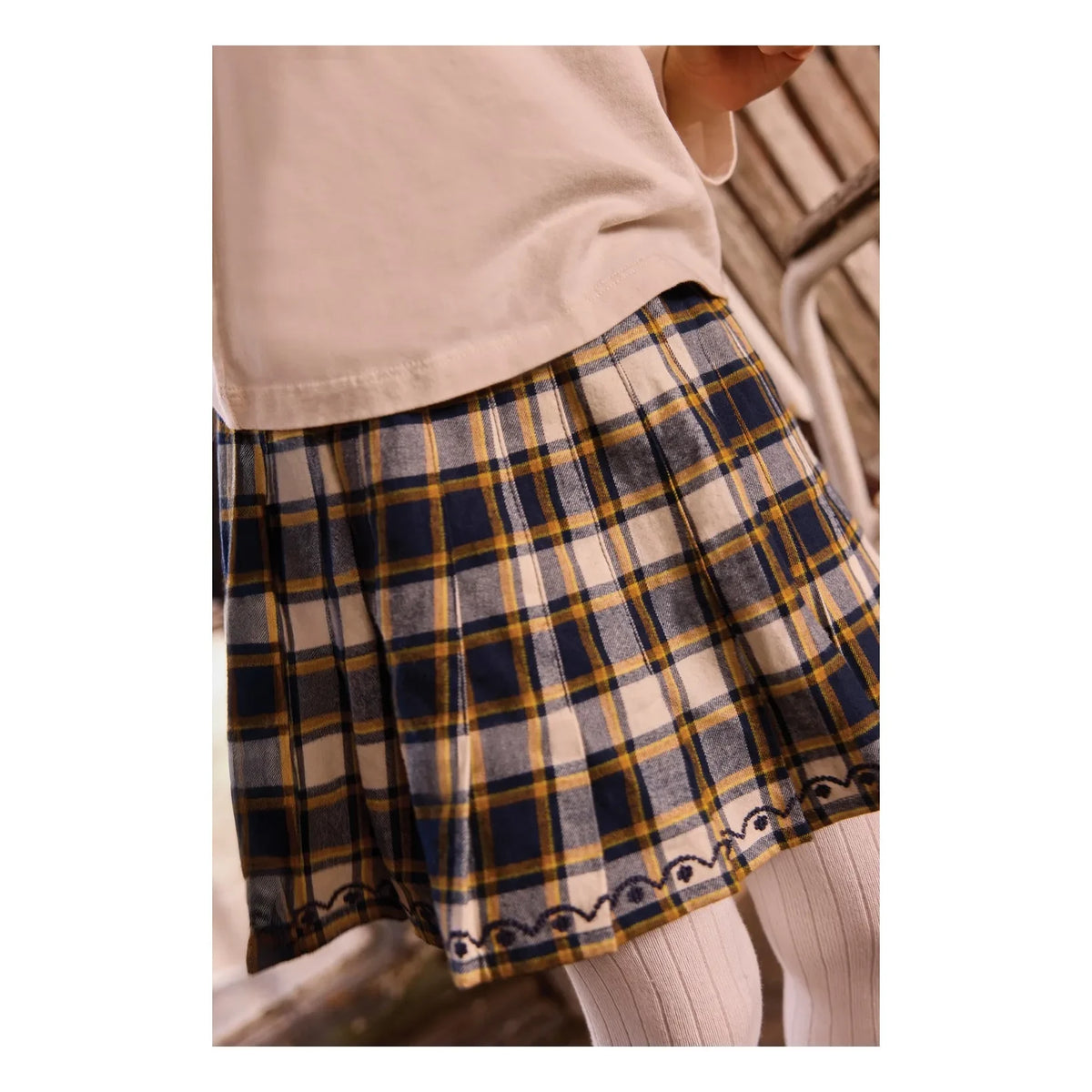Bonton - Mali Checked Skirt | White