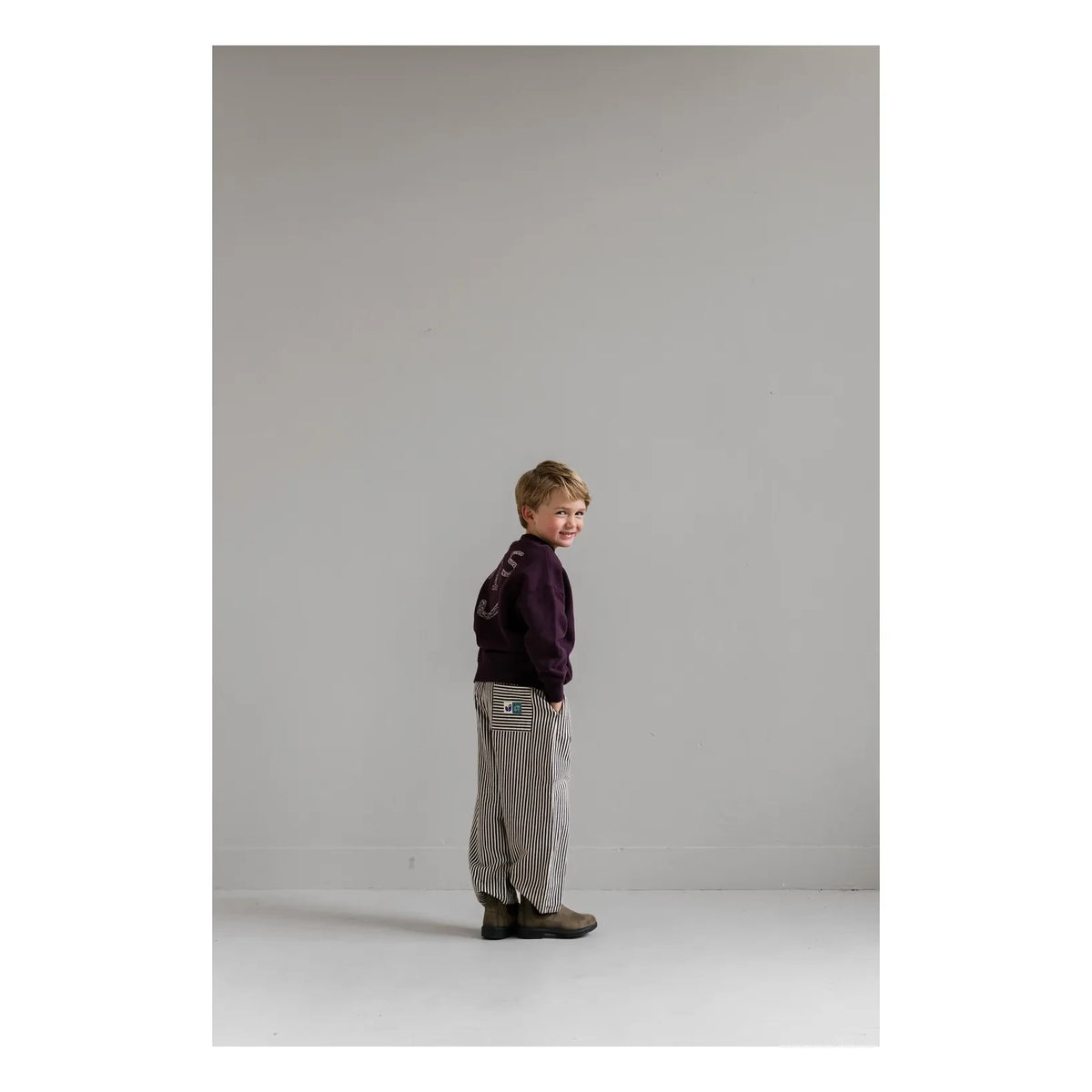 Jenest - Striped Pants | Burgundy