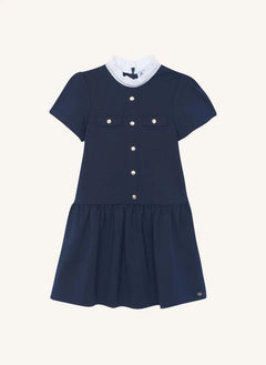 Tartine et Chocolat - Ruffled Collar Button Dress | Navy