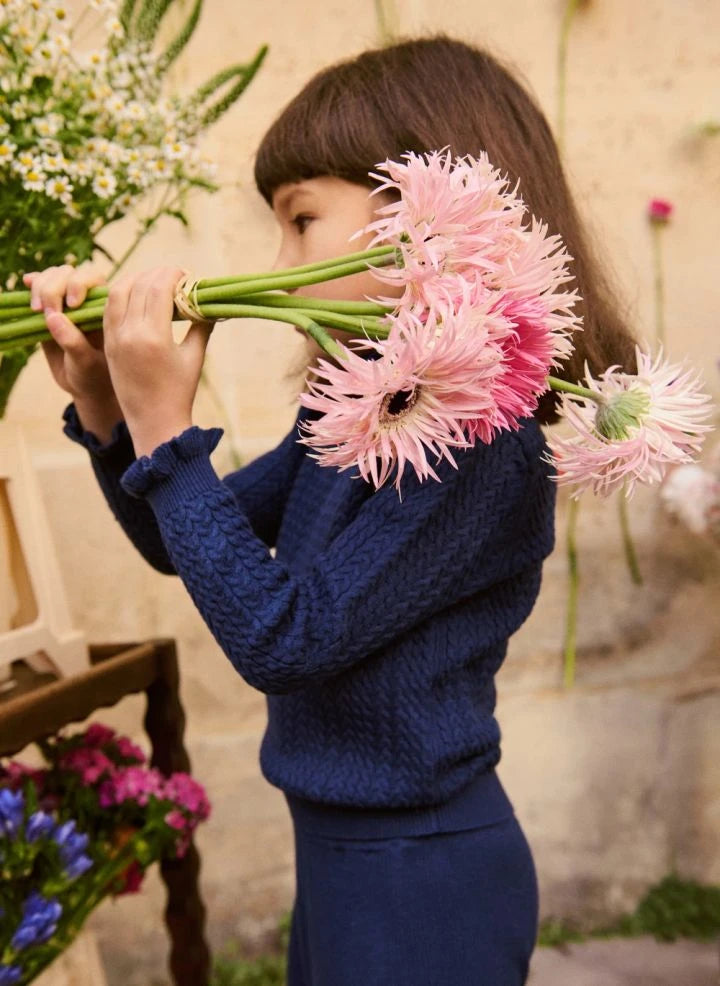 Louise Misha - Java Wool Gathered Neck Sweater | Navy