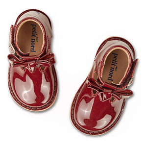 Petit Nord - T-Bar Lace Bow Shoes for Babies | Cherry Red