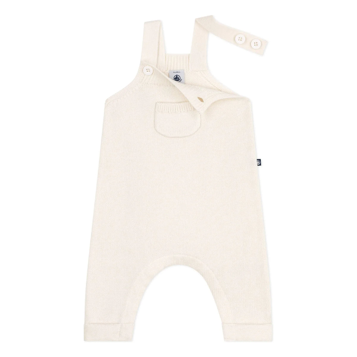 Petit Bateau - Wool Knit Overalls | Ecru