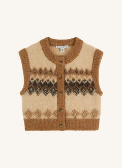 Emile et Ida - Sleeveless Jacquard Vest | Beige