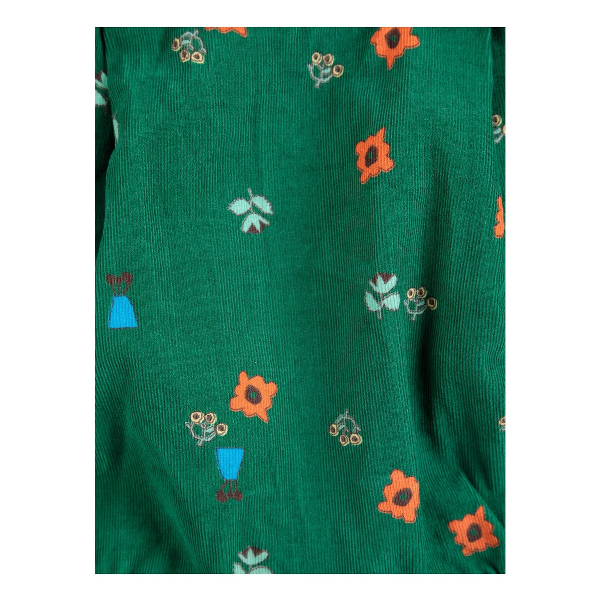 Bobo Choses - Flower Patterned Corduroy Organic Cotton | Green