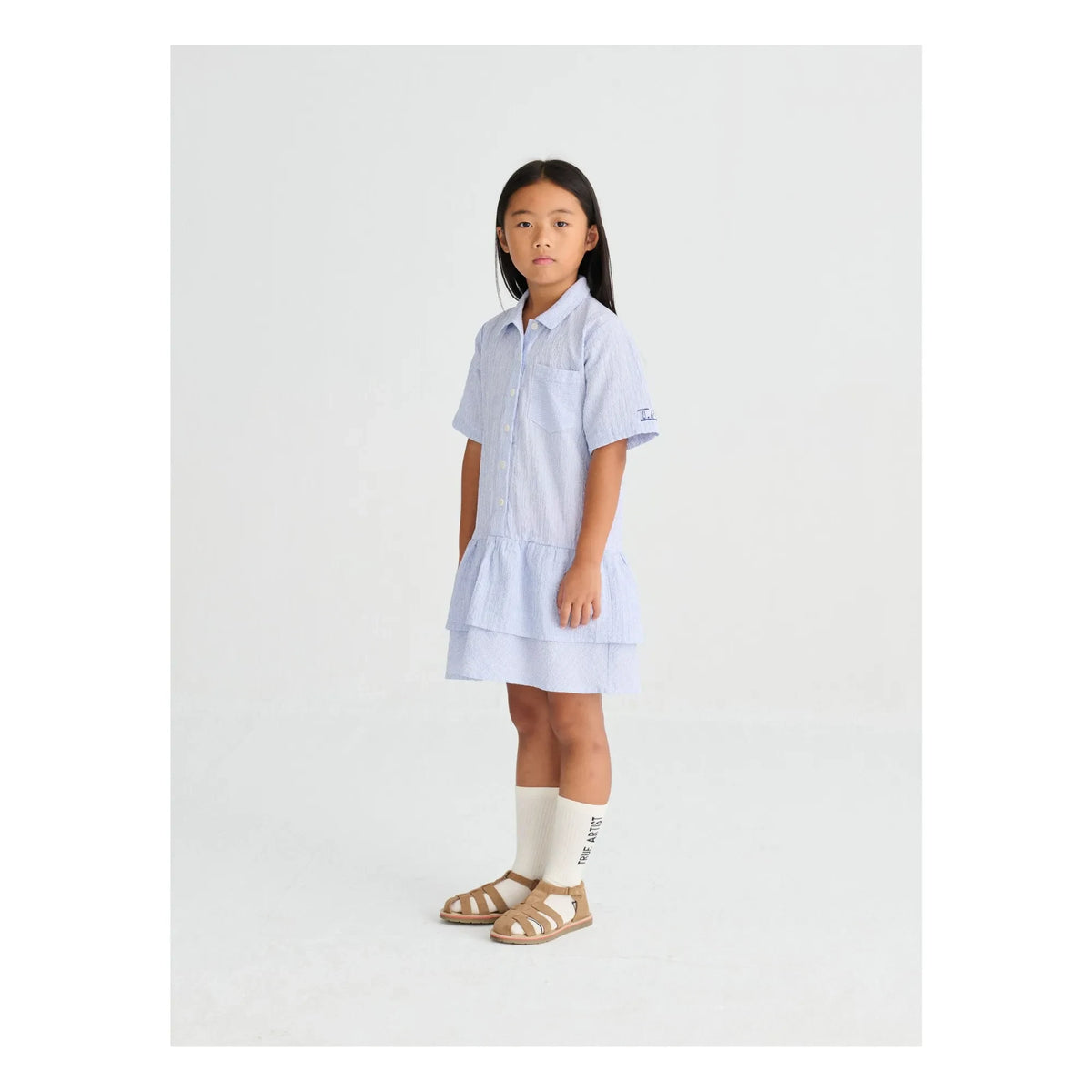 True Artist - N°16 Striped Seersucker Dress | Blue