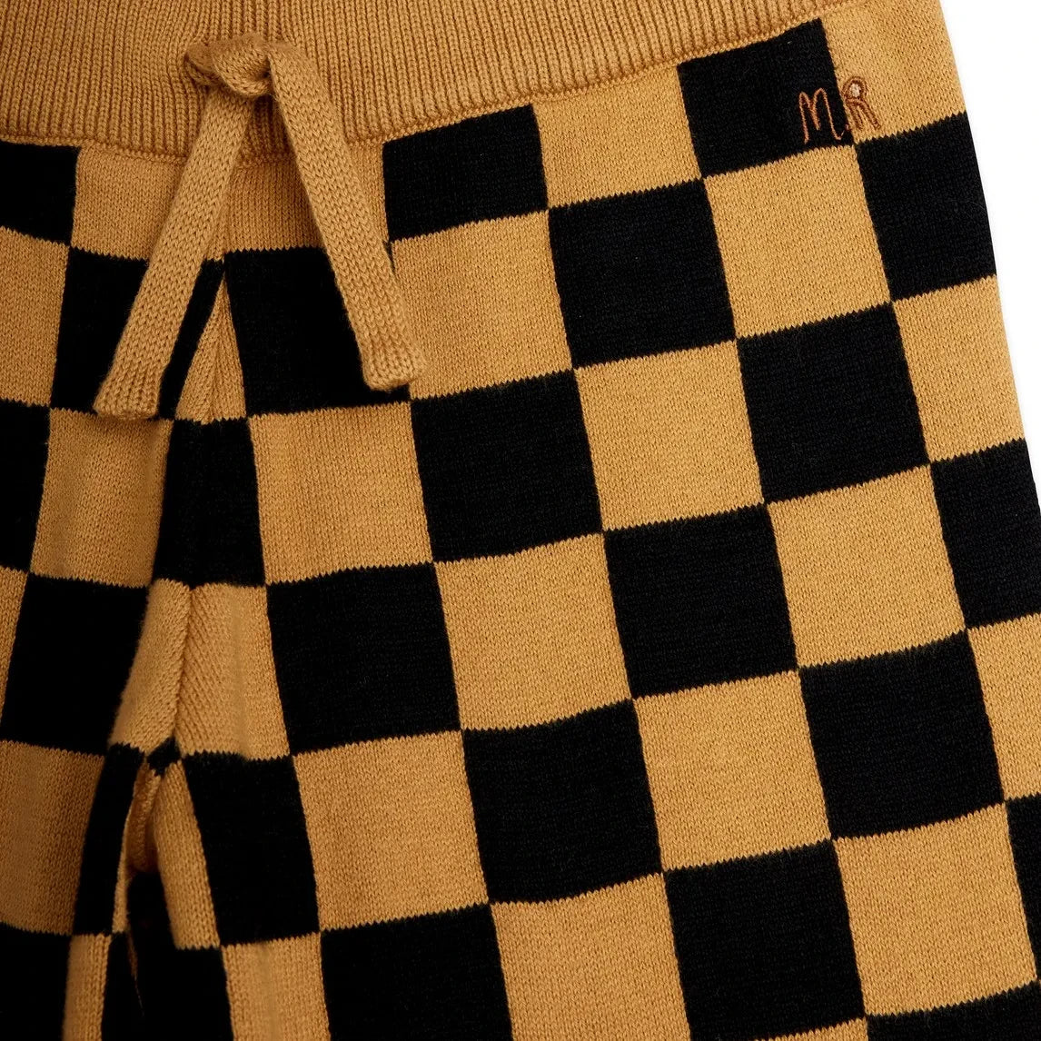Mini Rodini - Organic Cotton Mesh Damier Trousers | Brown