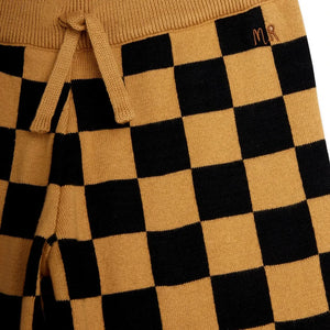 Mini Rodini - Organic Cotton Mesh Damier Trousers | Brown