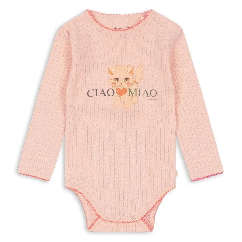 Konges Sløjd - Minnie Ciao Miao Organic Cotton Pointelle Bodysuit | Pink
