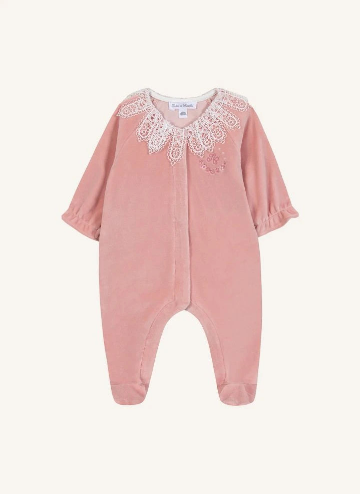 Tartine et Chocolat - Lace-Collared Pajamas | Peach