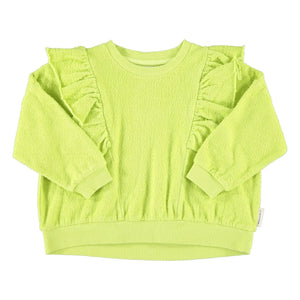 Piupiuchick - Fluorescent Yellow | Organic Cotton Terry Ruffled Sweatshirt