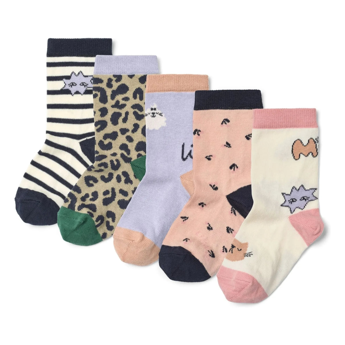 Liewood - 5 Pairs Silas Leopard Socks | Pink