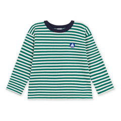 Petit Bateau - Organic cotton striped logo T-shirt | Green