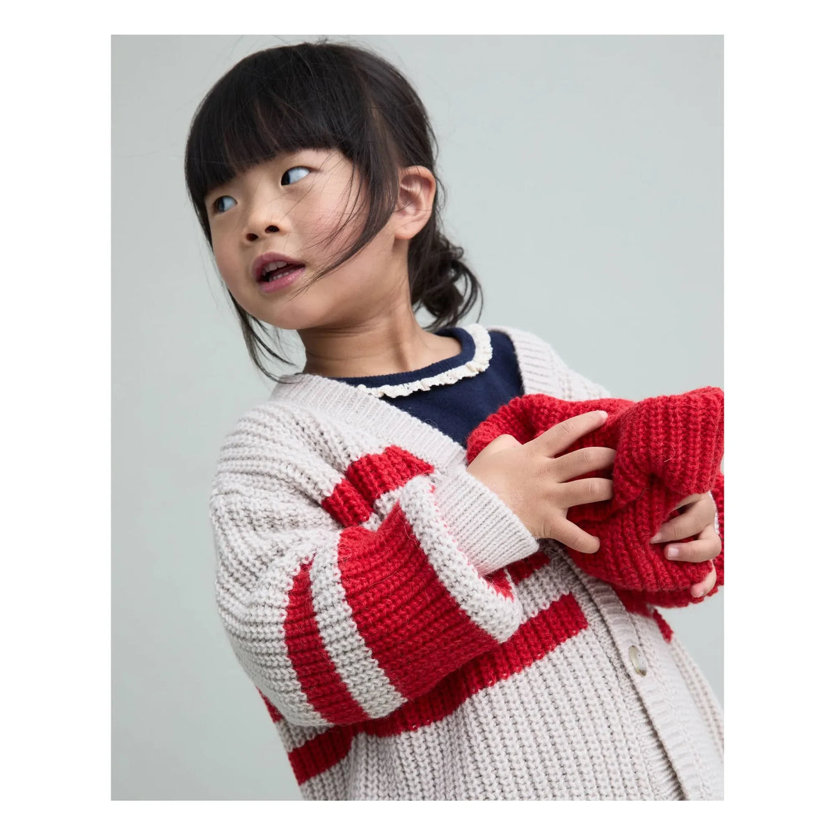 Búho - Striped Cardigan | Red
