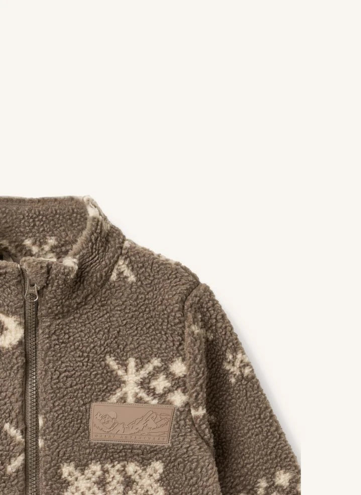 Wheat - Helge Jacquard Fleece Jacket Made from Recycled Fibers | Brown