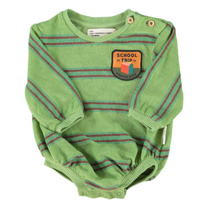 Piupiuchick - Striped Organic Cotton Terry Romper | Green