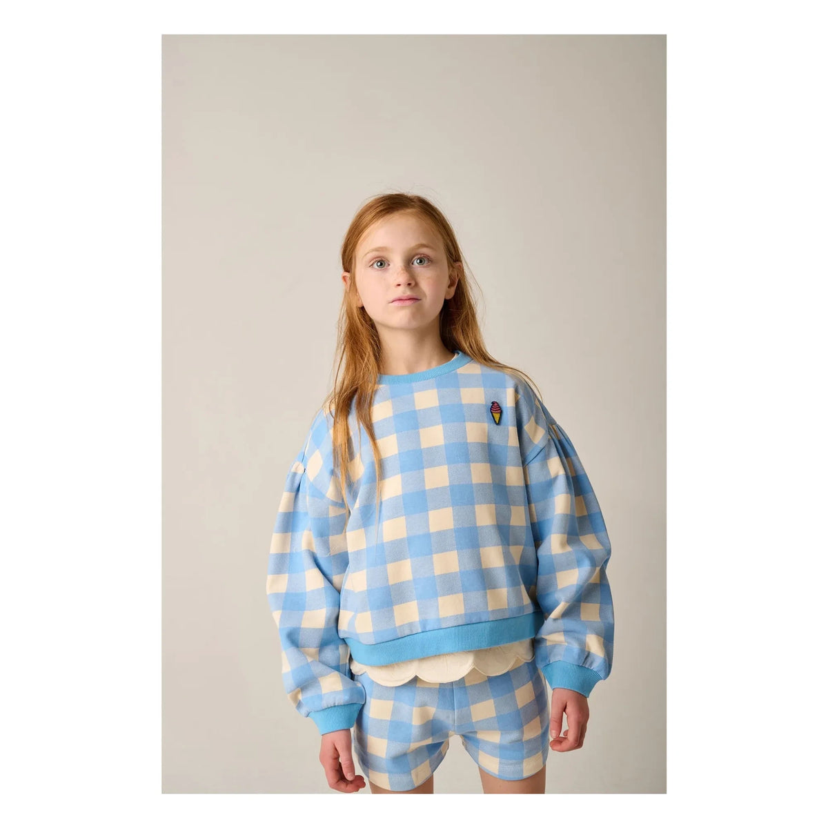 Tumble N'Dry - Oversized Breese Vichy Organic Cotton Sweatshirt | Light Blue