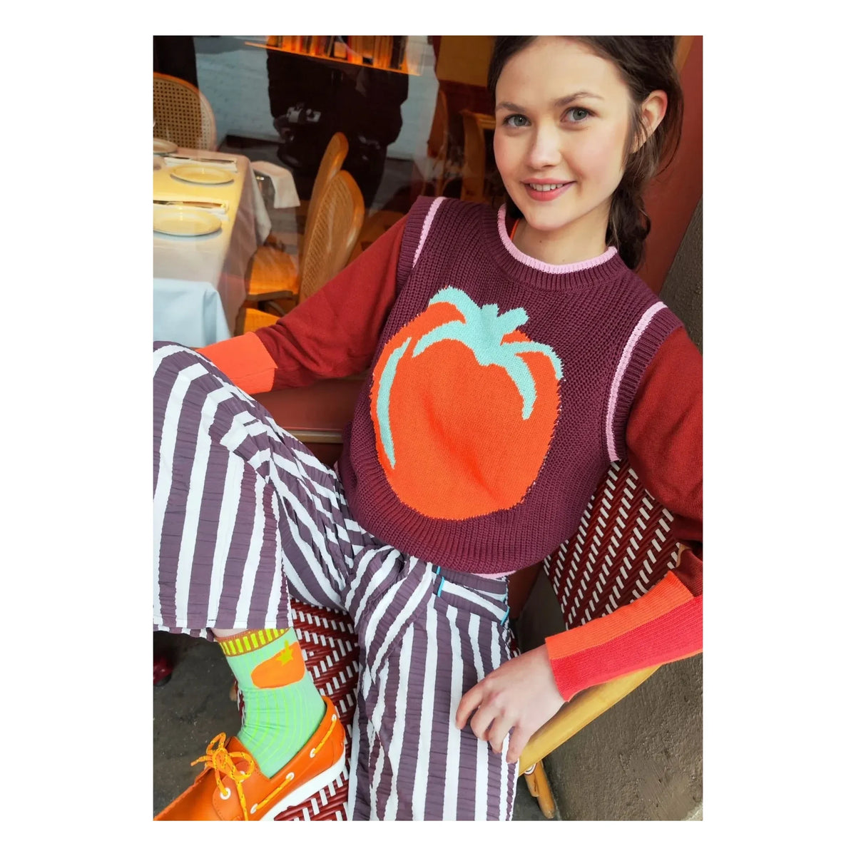 Dr Bloom - Lazo Striped Pants | Aubergine