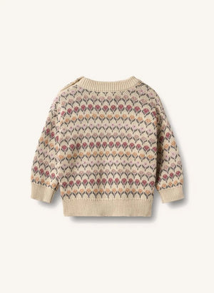 Wheat - Harlow Organic Cotton Baby Jacquard Sweater | Ecru