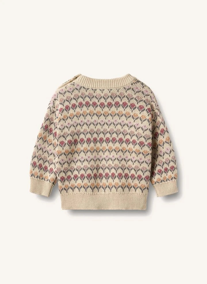 Wheat - Harlow Organic Cotton Baby Jacquard Sweater | Ecru