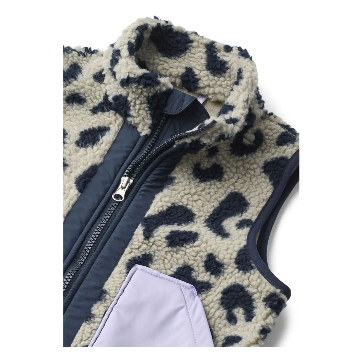 Liewood - Noam Leopard Sherpa Sleeveless Jacket Recycled Fibers | Beige