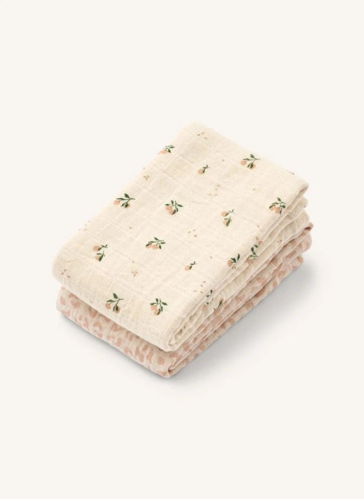 Liewood - Lewis Organic Cotton Baby Swaddles - 2-piece Set | Mini leo/Mini peach Mix