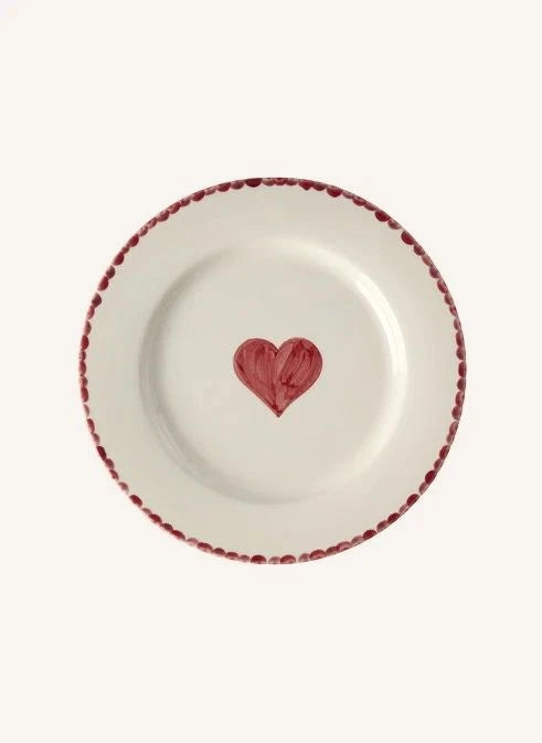Rice - Heart Shaped Ceramic Plate | Red