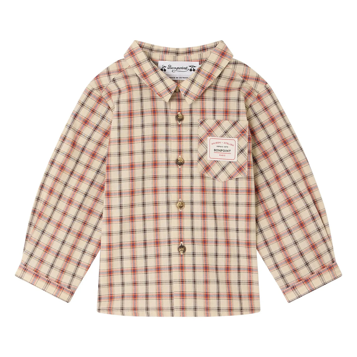 Bonpoint - Gillo Organic Cotton Checked Shirt | Beige