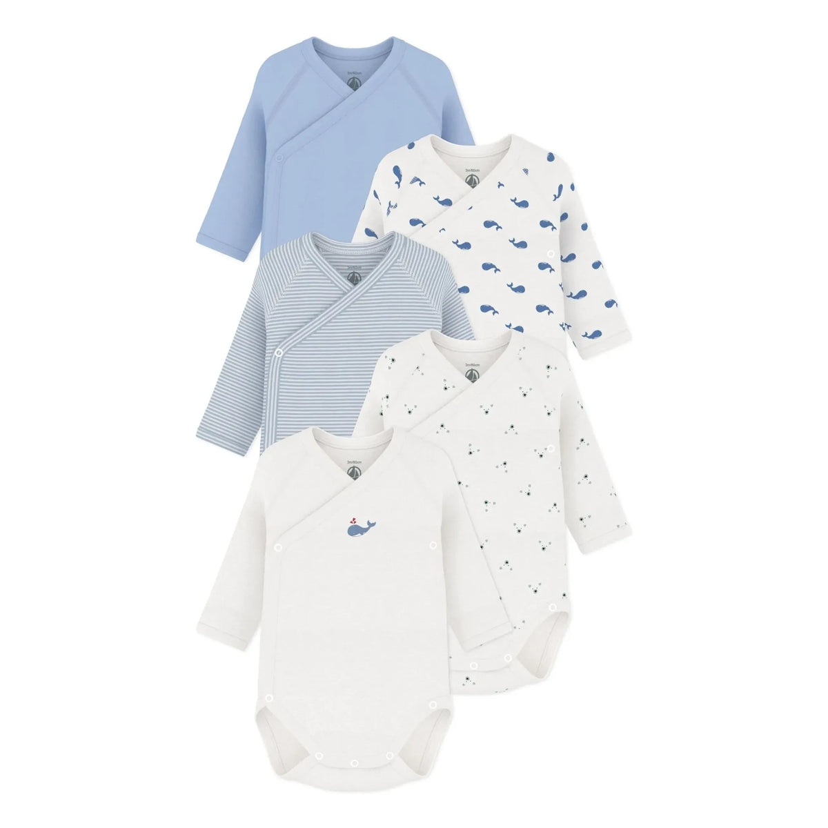 Petit Bateau - 5-Pack Whale Figurine Cross Bags Organic Cotton | Blue